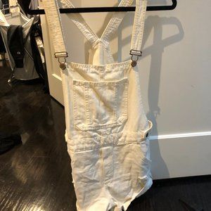H&M white denim short overalls